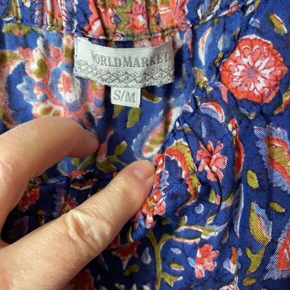 World Market size M floral boho tiered dress with tassel drawstrings at cuffs. - Picture 6 of 8